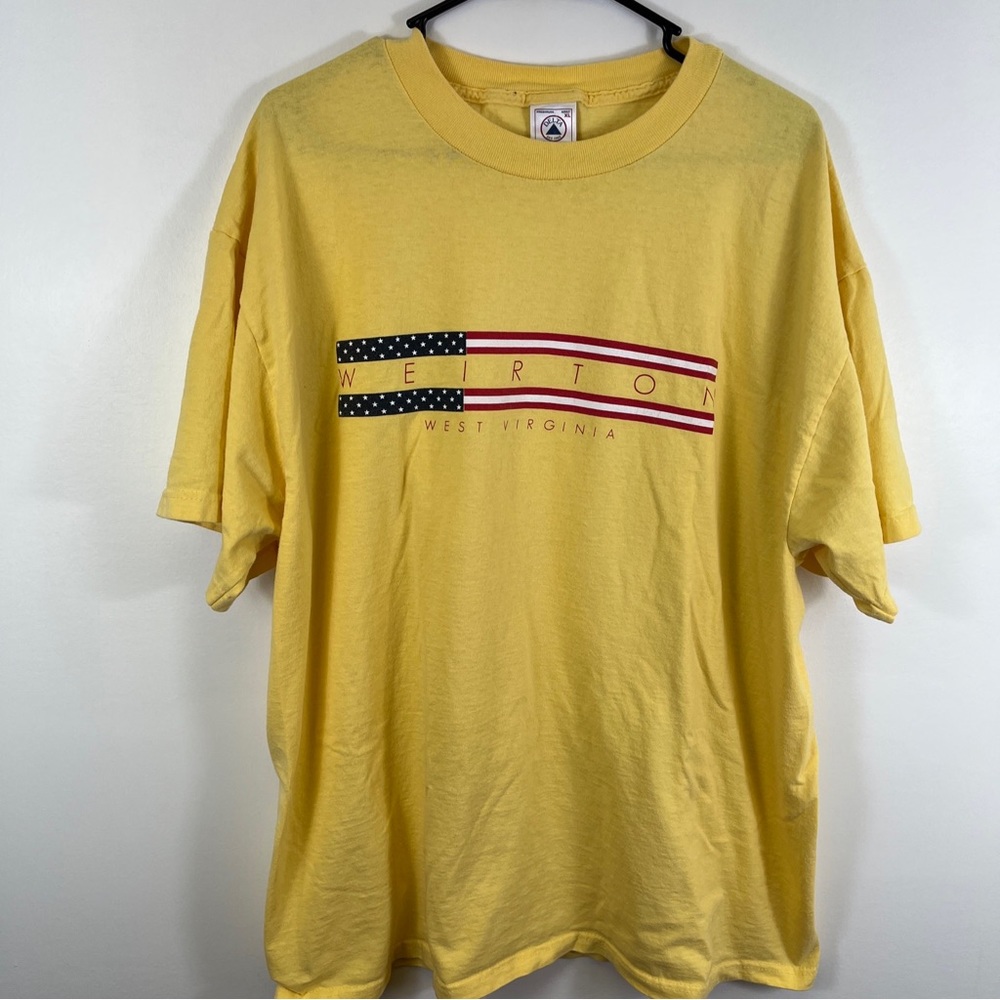 Weirton West Virginia Patriotic Tourist TShirt Yellow Adult Sz XL Travel